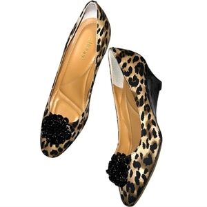 J RENEE Beaded Leopard Wedge Heel